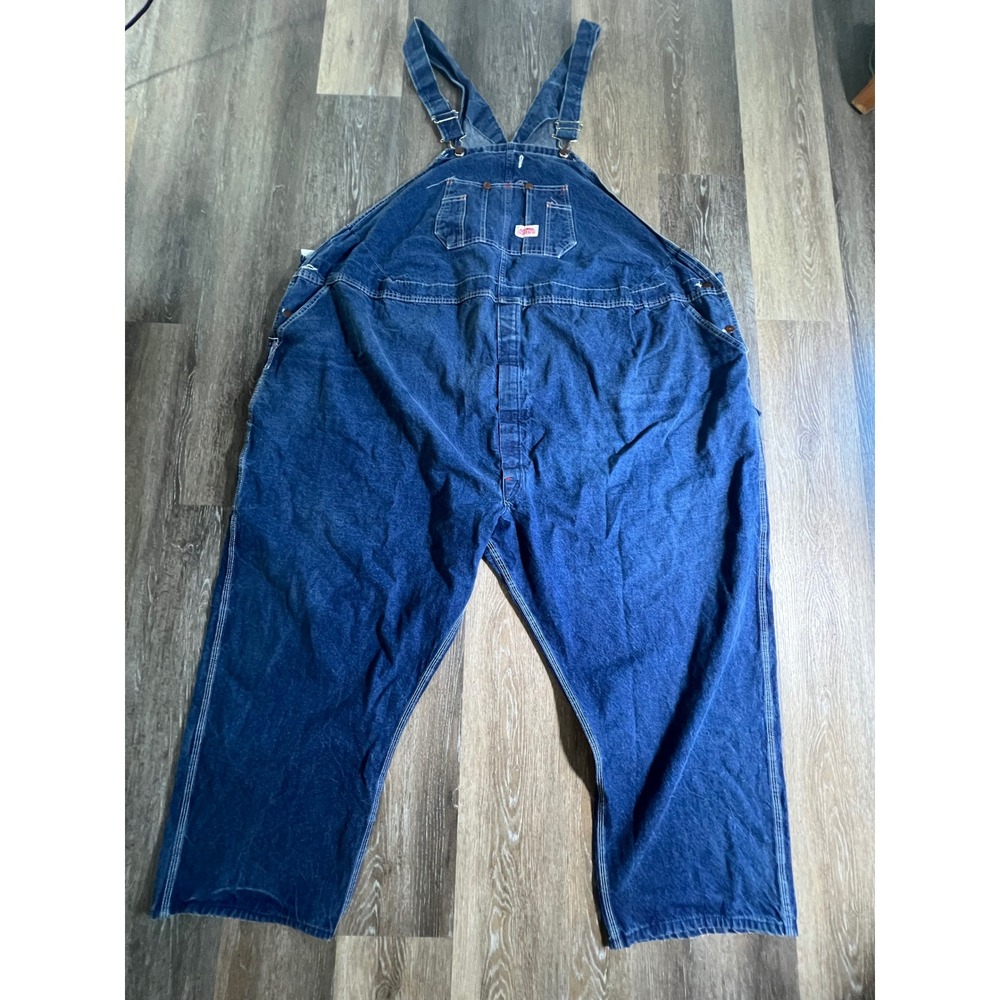 Round House Denim Bib Overalls Mens 74x34 Blue Made in USA Carpenter Workwear